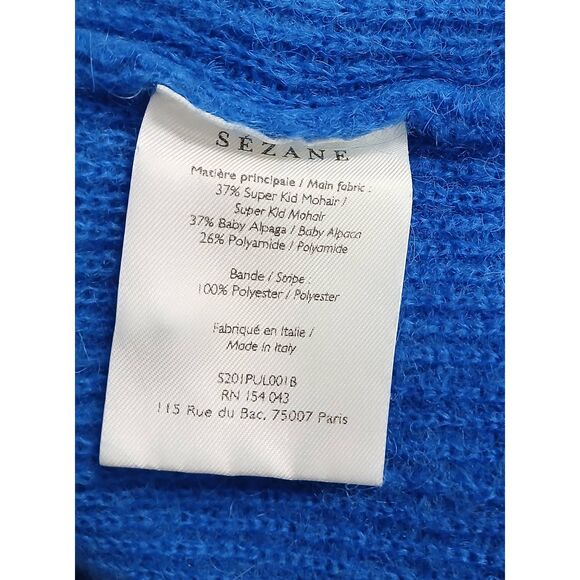 Sezane womens medium sweater kid mohair baby alpaca ocean sky blue - Picture 8 of 9